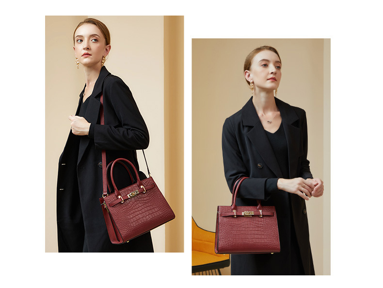 DEEPKEE original nubuck handmade full-grain genuine leather cowhide bag DEEPKEE-大氣格紋手提包 688#號