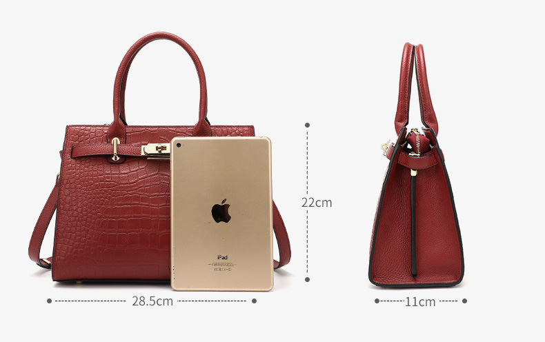 DEEPKEE original nubuck handmade full-grain genuine leather cowhide bag DEEPKEE-大氣格紋手提包 688#號