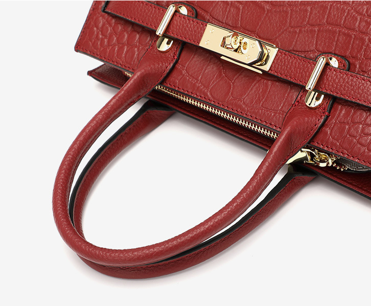 DEEPKEE original nubuck handmade full-grain genuine leather cowhide bag DEEPKEE-大氣格紋手提包 688#號