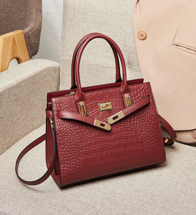 DEEPKEE original nubuck handmade full-grain genuine leather cowhide bag DEEPKEE-大氣格紋手提包 688#號