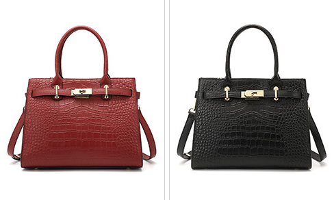 DEEPKEE original nubuck handmade full-grain genuine leather cowhide bag DEEPKEE-大氣格紋手提包 688#號