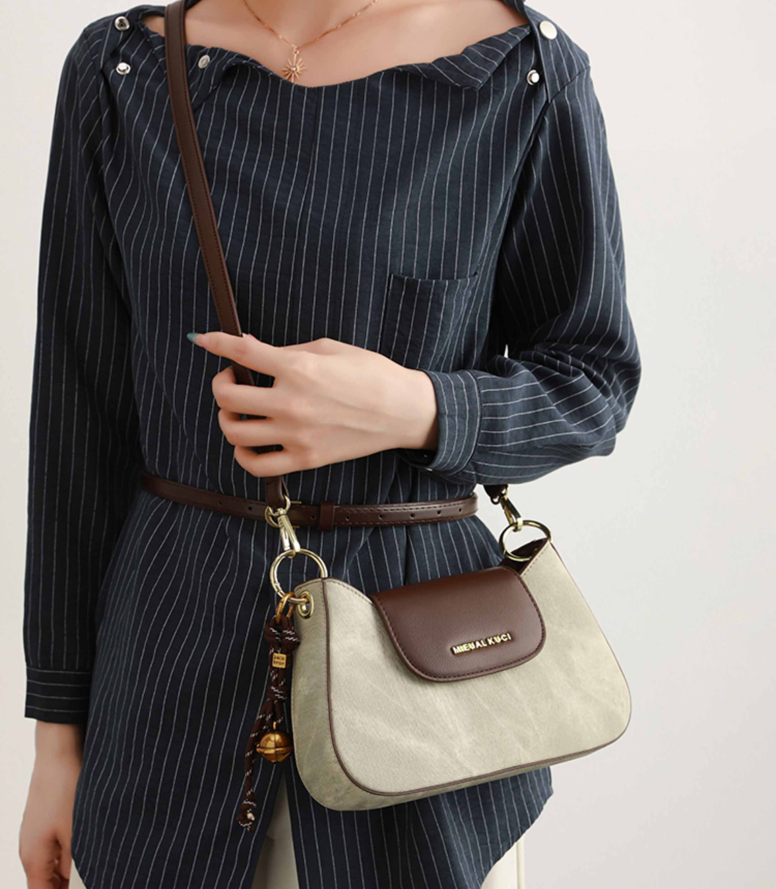 DEEPKEE original nubuck handmade full-grain genuine leather cowhide bag deepkee-輕奢小眾設計感腋下包7527號