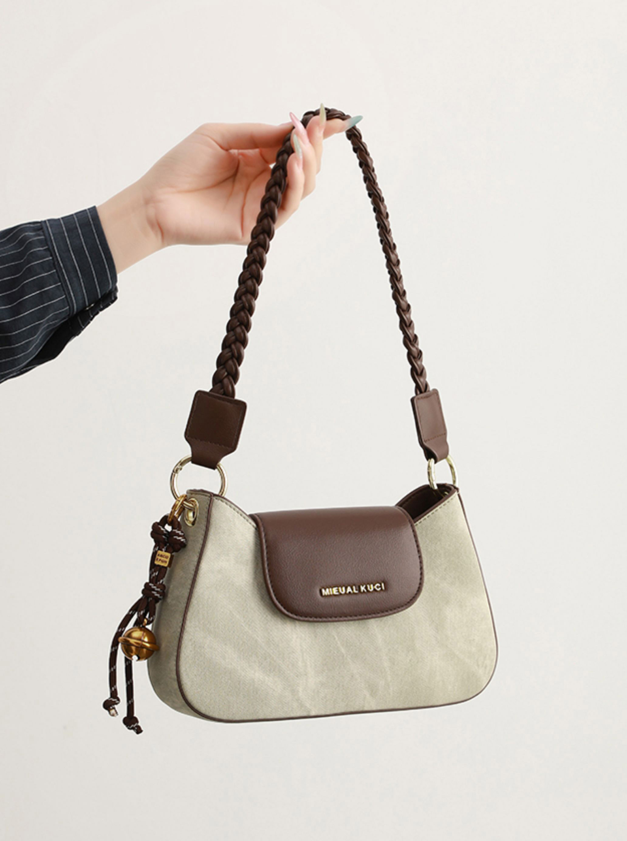 DEEPKEE original nubuck handmade full-grain genuine leather cowhide bagdeepkee-輕奢小眾設計感腋下包7527號