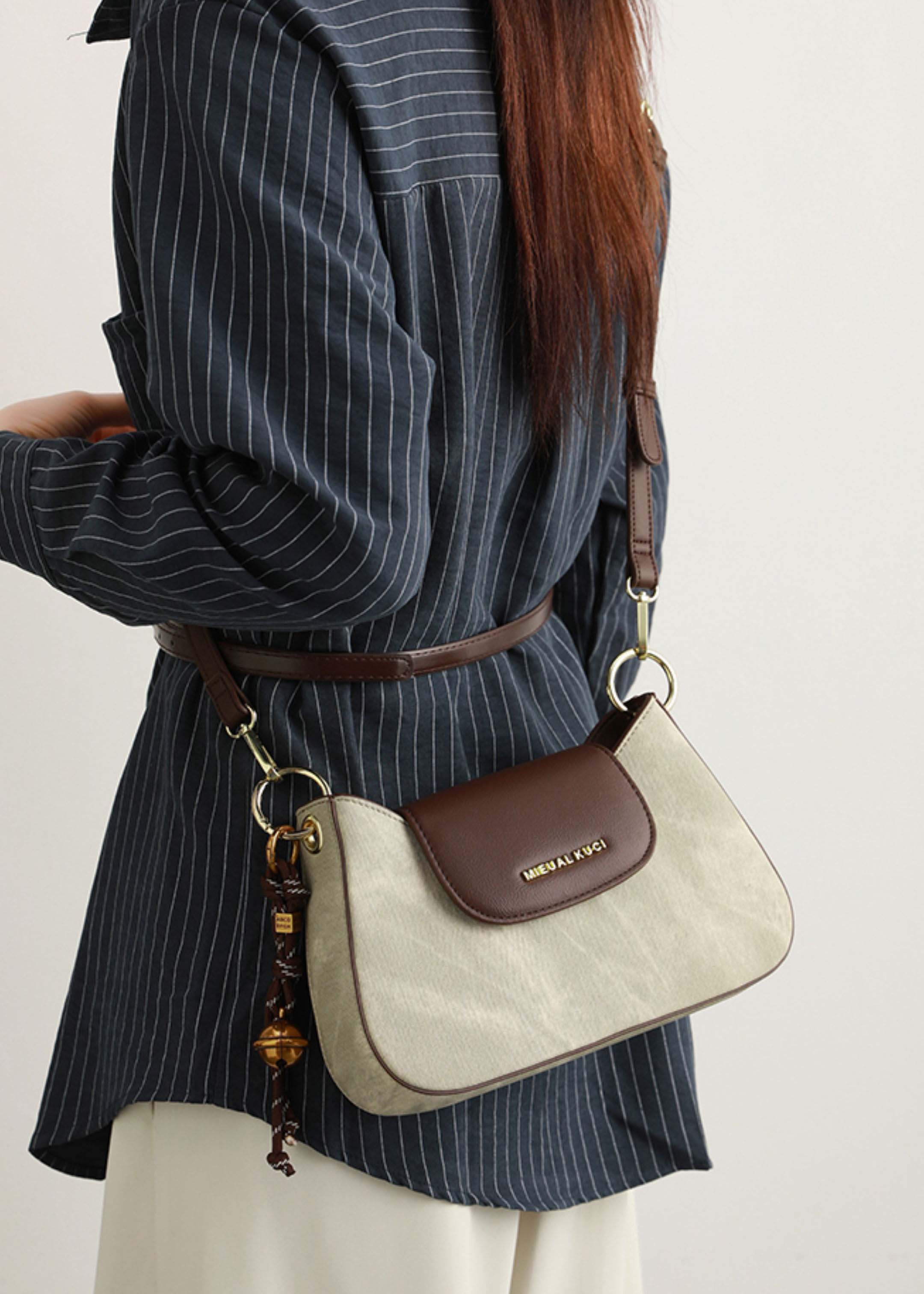 DEEPKEE original nubuck handmade full-grain genuine leather cowhide bagdeepkee-輕奢小眾設計感腋下包7527號