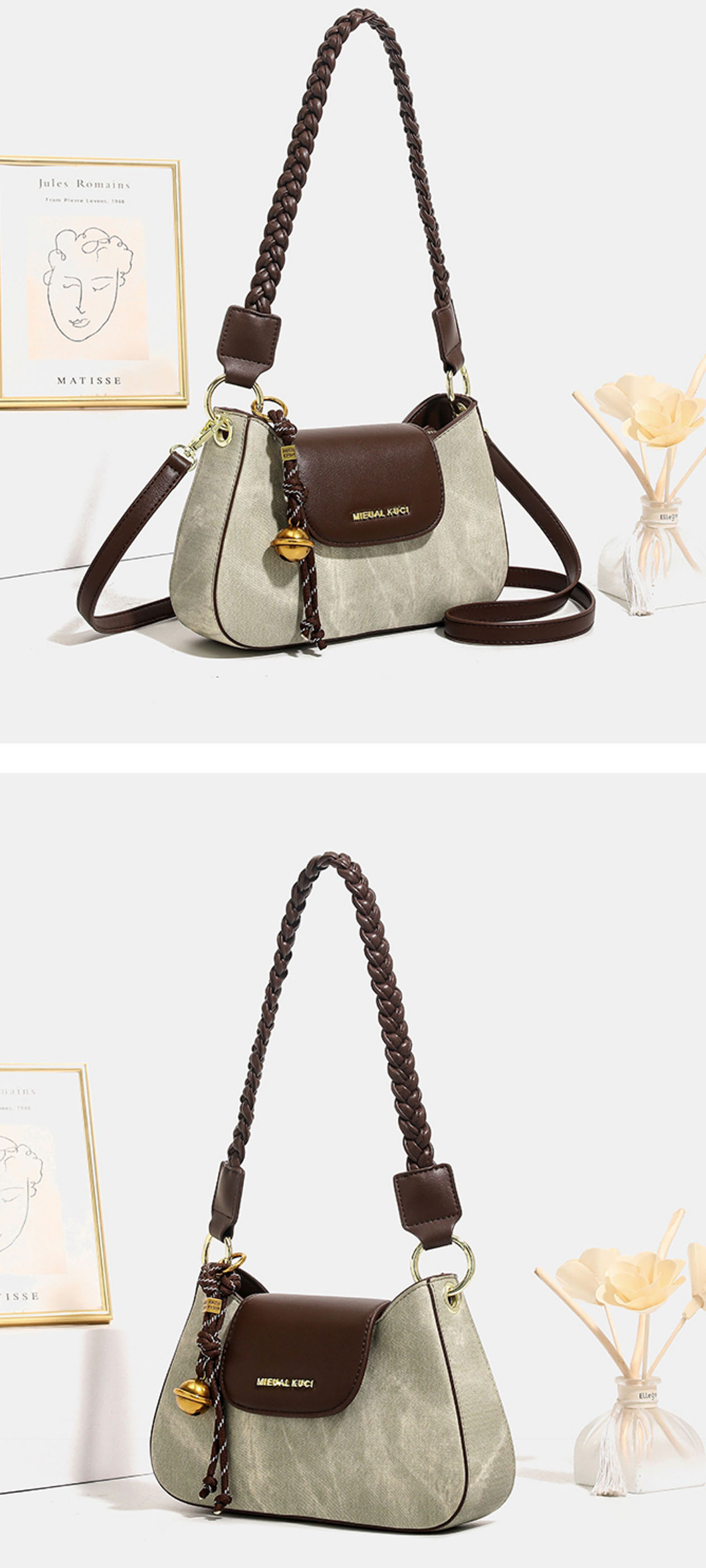 DEEPKEE original nubuck handmade full-grain genuine leather cowhide bagdeepkee-輕奢小眾設計感腋下包7527號