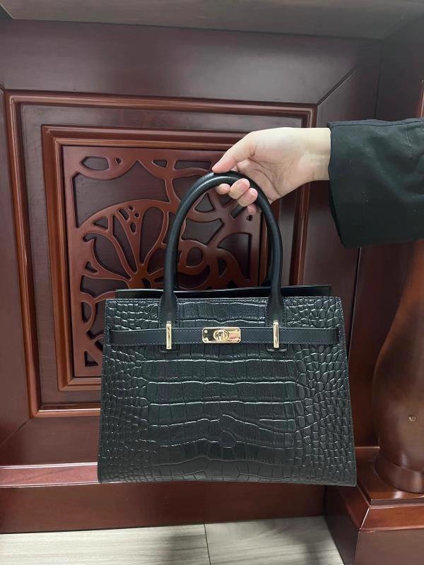 DEEPKEE original nubuck handmade full-grain genuine leather cowhide bag DEEPKEE-大氣格紋手提包 688#號