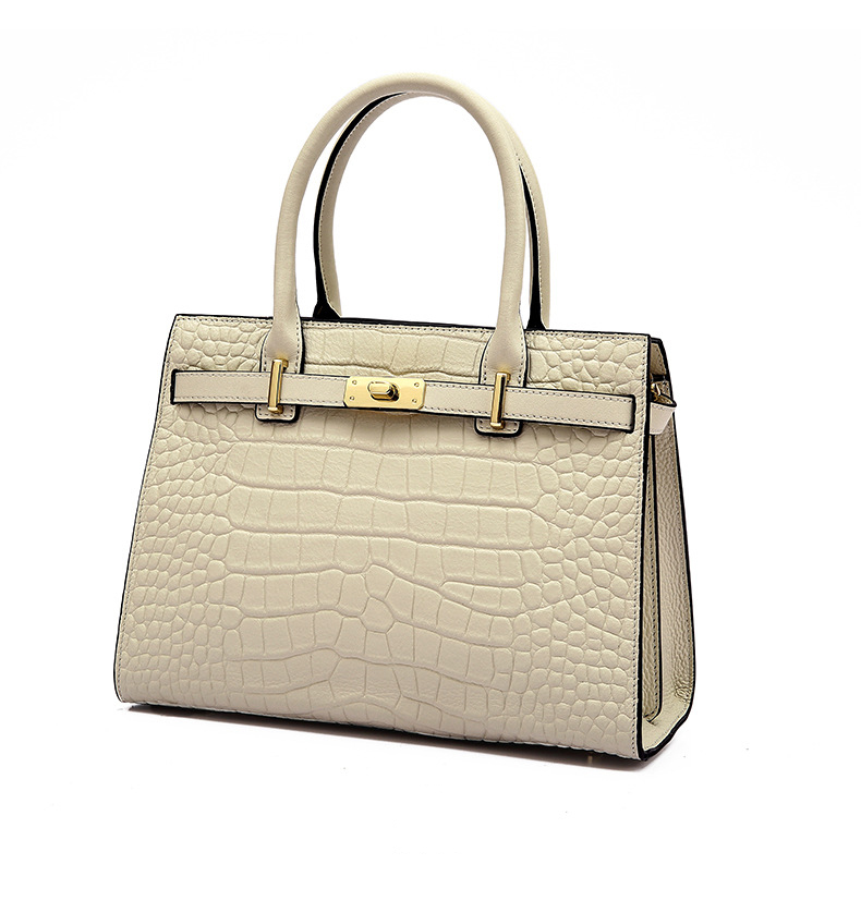 DEEPKEE original nubuck handmade full-grain genuine leather cowhide bag DEEPKEE-大氣格紋手提包 688#號