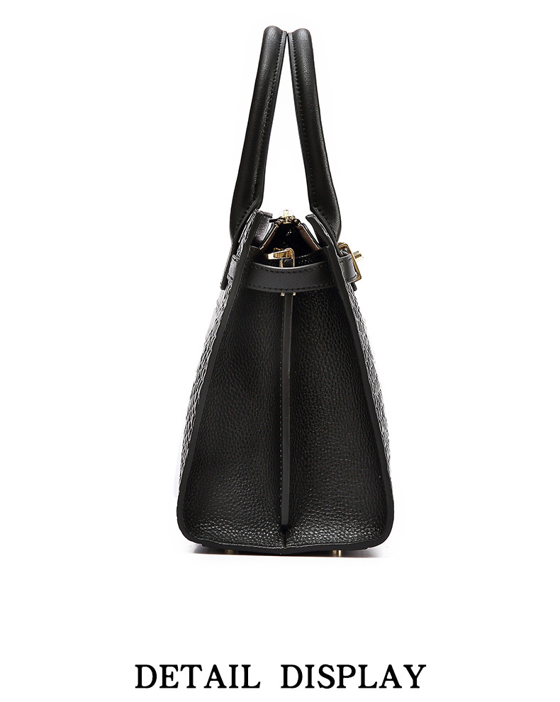 DEEPKEE original nubuck handmade full-grain genuine leather cowhide bag DEEPKEE-大氣格紋手提包 688#號