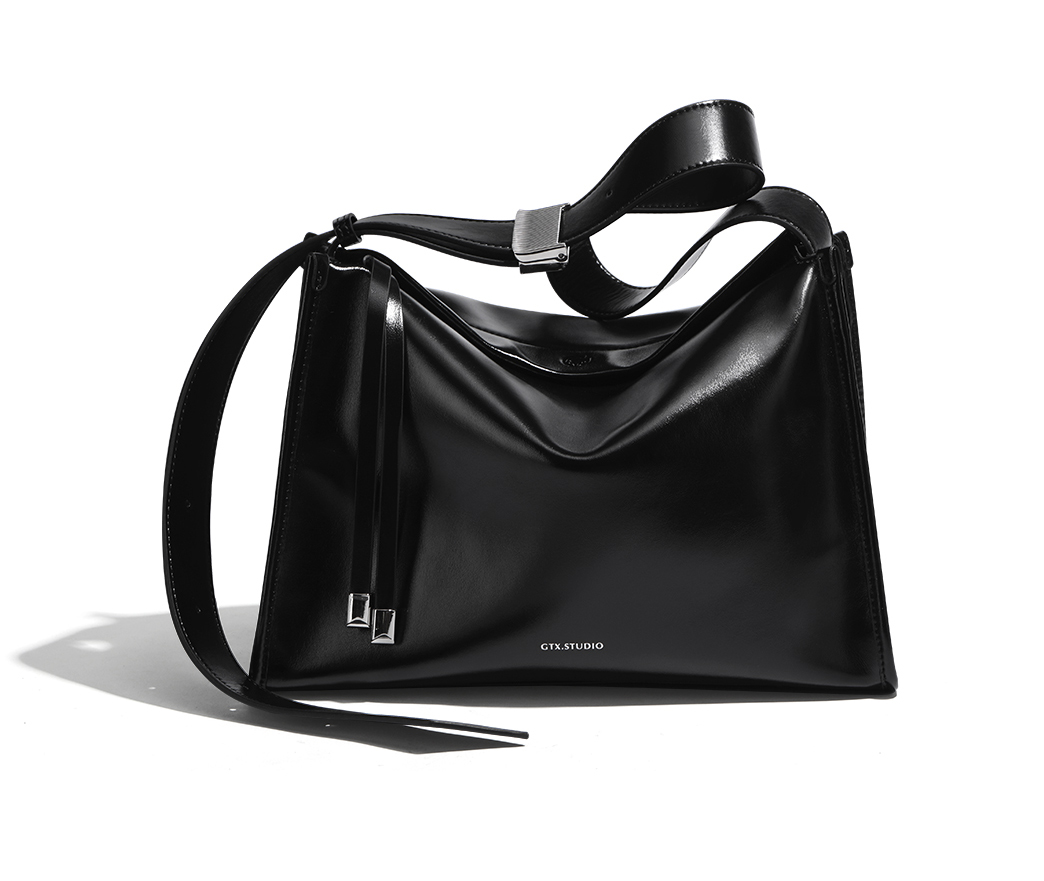 DEEPKEE original nubuck handmade full-grain genuine leather cowhide bag 黑色高級感肩斜背包A273號