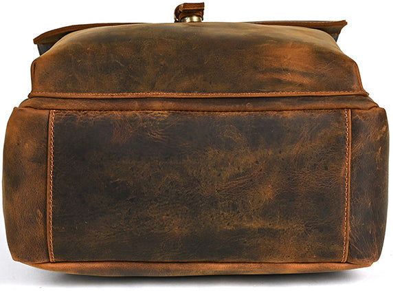 DEEPKEE original nubuck handmade full-grain genuine leather cowhide bag Travel Rucksack School Backpack No1811