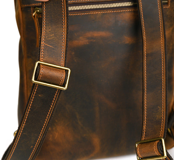 DEEPKEE original nubuck handmade full-grain genuine leather cowhide bag Travel Rucksack School Backpack No1811