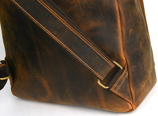 DEEPKEE original nubuck handmade full-grain genuine leather cowhide bag Travel Rucksack School Backpack No1811