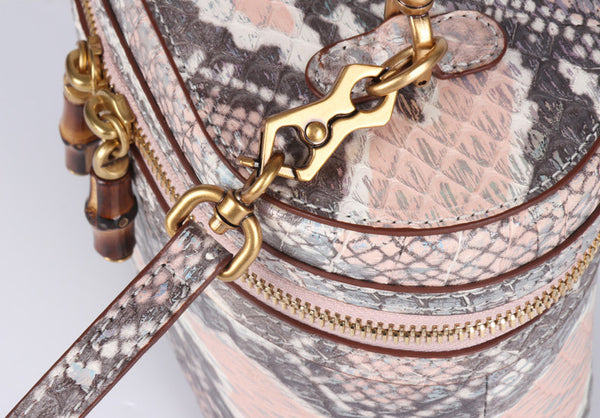 DEEPKEE original nubuck handmade full-grain genuine leather cowhide bag Snake Skin Python Skin High Luxury Temperament Tote Cosmetic Handbag for Women #3469S