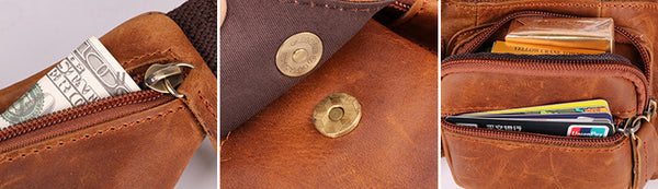 DEEPKEE original nubuck handmade full-grain genuine leather cowhide bag The Ultimate Leather Fanny Pack #6375