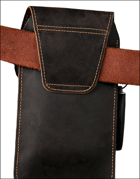 DEEPKEE original nubuck handmade full-grain genuine leather cowhide bag Waist Pack Outdoor Sports Tactical Leather Waist Pack side Cigarette Bag #6107