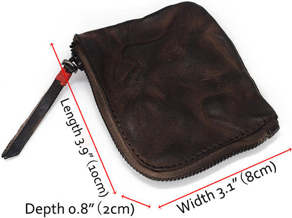 DEEPKEE original nubuck handmade full-grain genuine leather cowhide bag Vegetable Tanned Leather Handmade Old Creative Storage Bag Coin Purse 122#