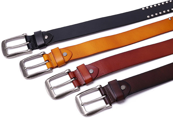 DEEPKEE original nubuck handmade full-grain genuine leather cowhide bag Roman Skull Totem Belt #191012