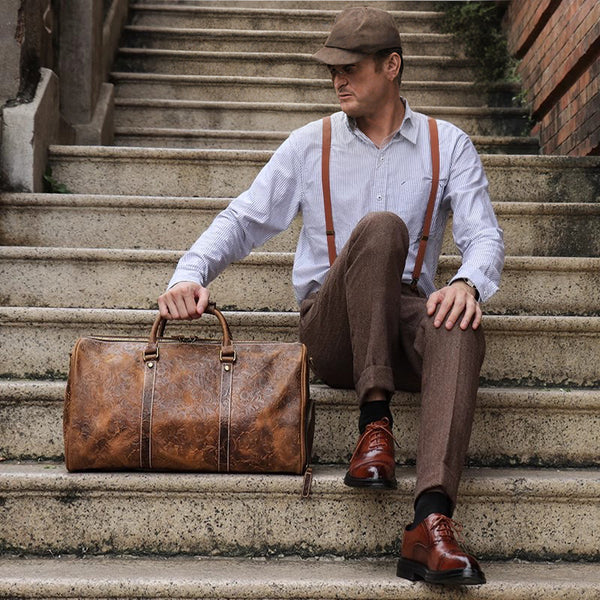 DEEPKEE original nubuck handmade full-grain genuine leather cowhide bag DEEPKEE LEATHER | Sheridan Style Duffle Bag No.30009-5