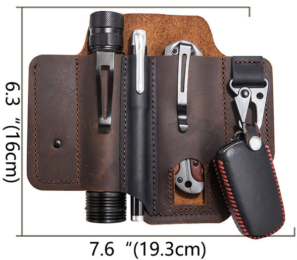 DEEPKEE original nubuck handmade full-grain genuine leather cowhide bag Outdoor Equipment EDC Tactical Tool Holster #C71