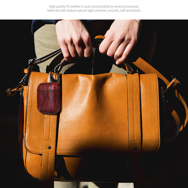 DEEPKEE original nubuck handmade full-grain genuine leather cowhide bag Airpods Pro Case Personalized Python PU Leather Monogram Customized Gift Engraved cute airpod cases apple airpods custom gift