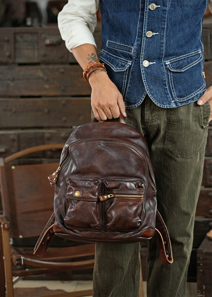 DEEPKEE original nubuck handmade full-grain genuine leather cowhide bag Deepkee Leather Horsehide or Sheephide Backpack #31005_1