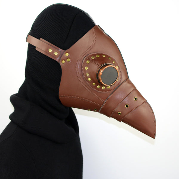 DEEPKEE original nubuck handmade full-grain genuine leather cowhide bag Steampunk Plague Doctor Bird Mask Long Nose Beak Halloween Costume #HG080