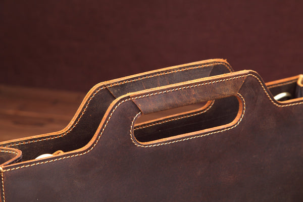 DEEPKEE original nubuck handmade full-grain genuine leather cowhide bag Slim Briefcase DEEPKEE LEATHER 2 Folio No.SF046