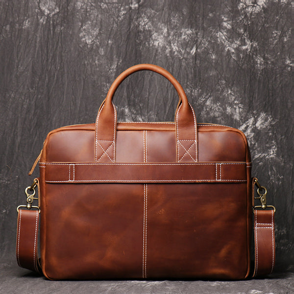 DEEPKEE original nubuck handmade full-grain genuine leather cowhide bag The Reagan Cowhide Briefcase #3359