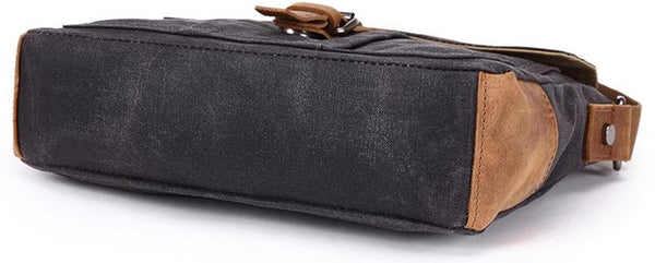 DEEPKEE original nubuck handmade full-grain genuine leather cowhide bag Waxed Canvas Mens Waterproof Side Bag, Courier Bag, Messenger Bag for Men.