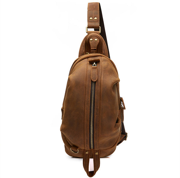 DEEPKEE original nubuck handmade full-grain genuine leather cowhide bag DEEPKEE Original 12’ Leather Chest Bag #A1026