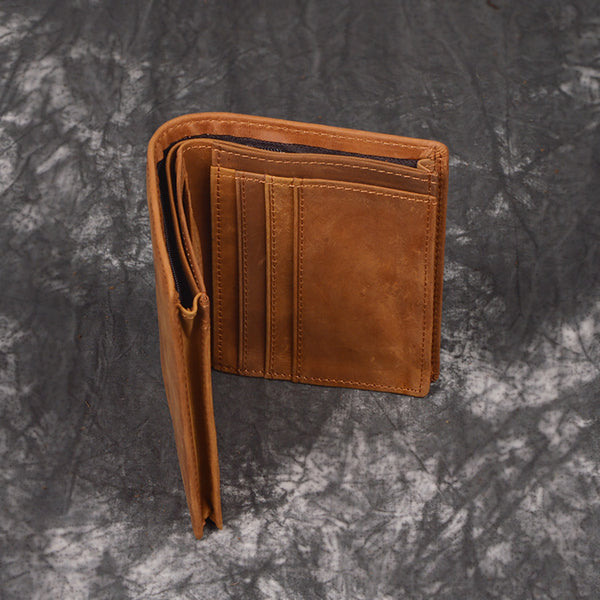 DEEPKEE original nubuck handmade full-grain genuine leather cowhide bag DEEPKEEE HANDMADE | Distressed Leather Bifold Wallet No.L197