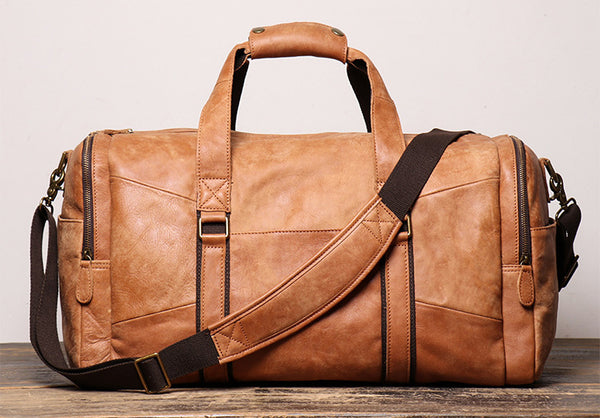 DEEPKEE original nubuck handmade full-grain genuine leather cowhide bag DEEPKEE LEATHER | Patrick Frosted Texture Luggage Bag No.1219-1