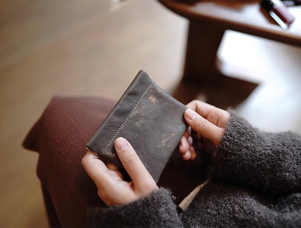 DEEPKEE original nubuck handmade full-grain genuine leather cowhide bag Handcrafted Leather Coin Purse & Card Organizer Wallet #D80591