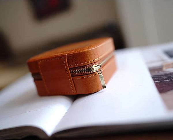 DEEPKEE original nubuck handmade full-grain genuine leather cowhide bag Refined Mini Jewelry Box #D11796