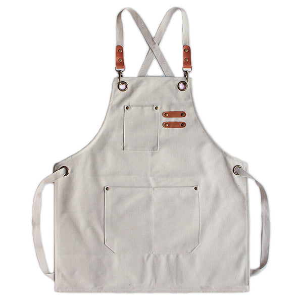 DEEPKEE original nubuck handmade full-grain genuine leather cowhide bag Coffee Maker/Chef Canvas Apron #710754