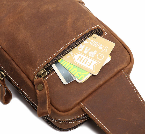 DEEPKEE original nubuck handmade full-grain genuine leather cowhide bag Leather Sling Crossbody Bag No.1078