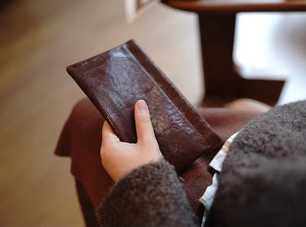 DEEPKEE original nubuck handmade full-grain genuine leather cowhide bag Handcrafted Leather Coin Purse & Card Organizer Wallet #D80591