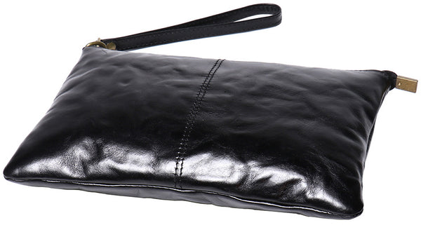 DEEPKEE original nubuck handmade full-grain genuine leather cowhide bag DEEPKEE Handmde Leather Slim Clutch Wallet Wristlet Purse #75022