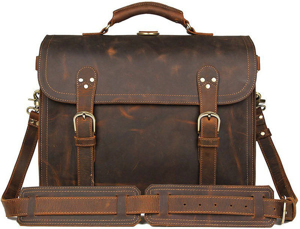 DEEPKEE original nubuck handmade full-grain genuine leather cowhide bag WILD CRAZY HORSE COWHIDE LEATHER BRIEFCASE #7370R