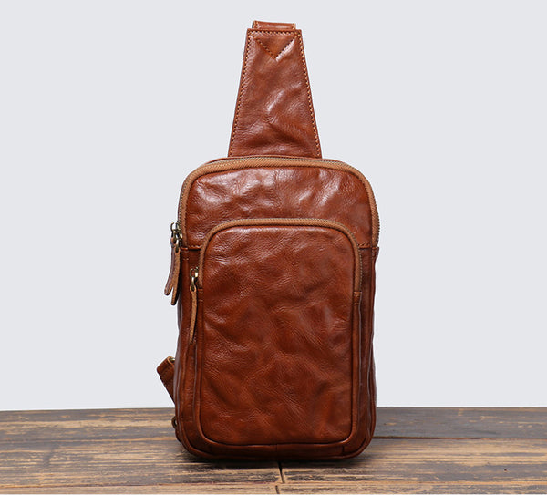 DEEPKEE original nubuck handmade full-grain genuine leather cowhide bag Winston Hand-scratch Crossbody Sling Bags No.30295