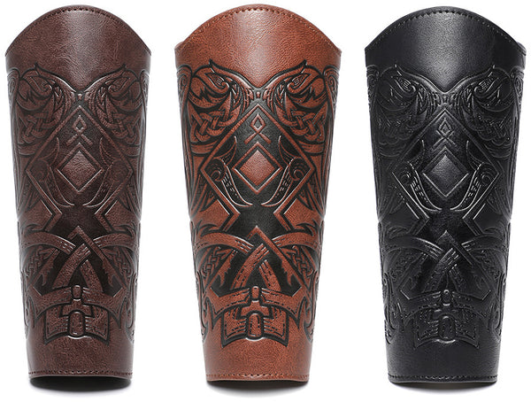 DEEPKEE original nubuck handmade full-grain genuine leather cowhide bag Nordic Viking Wristguard Medieval Renaissance COSPLAY Props Arm Guards FAS053