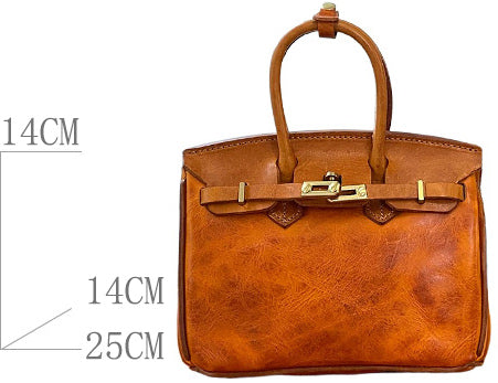 DEEPKEE original nubuck handmade full-grain genuine leather cowhide bag The Oil-wax Cowhide Faux Replic Birkin 25 Bag #BR6315