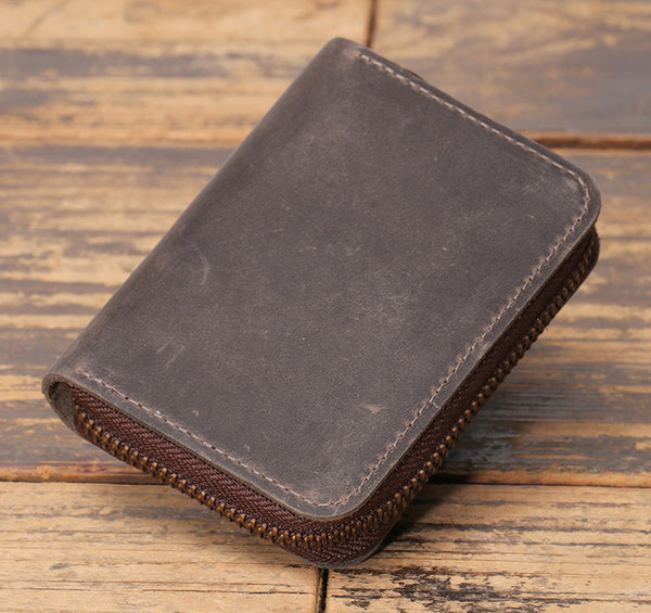 DEEPKEE original nubuck handmade full-grain genuine leather cowhide bag DEEPKEEE HANDMADE Mouth Organ Wallet/Card Holder No.J005