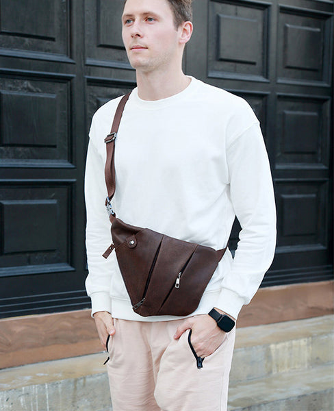 DEEPKEE original nubuck handmade full-grain genuine leather cowhide bag Deepkee Deepkee SportingStyle Leather Sling Bundy Bag #6353