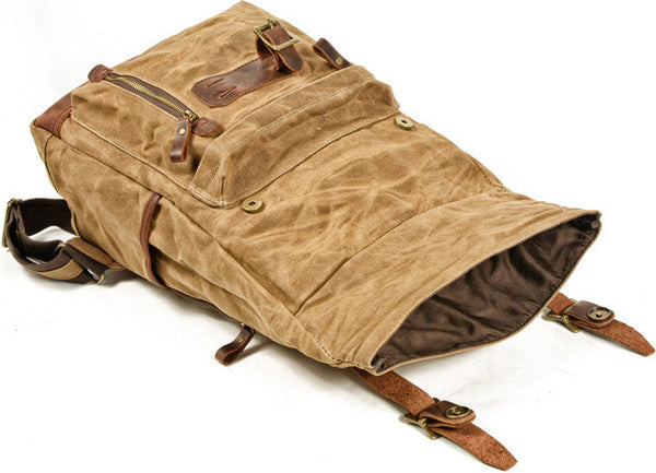 DEEPKEE original nubuck handmade full-grain genuine leather cowhide bag Outdoor mountaineering bag/rider motorcycle backpack No6896LA