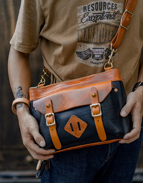 DEEPKEE original nubuck handmade full-grain genuine leather cowhide bag Vegetable Tanned Leather Unisex Satchel Bag #674