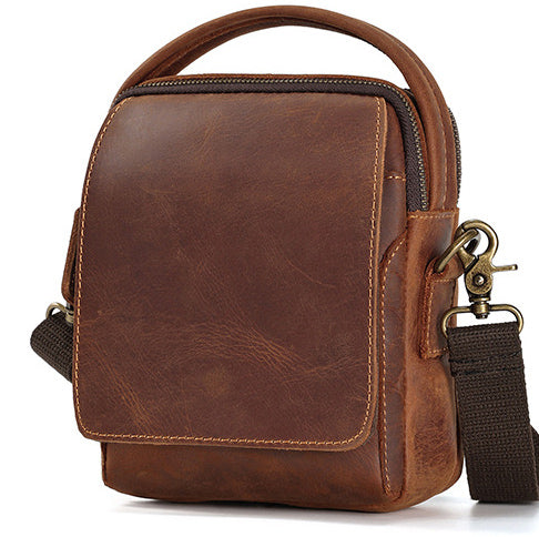 DEEPKEE original nubuck handmade full-grain genuine leather cowhide bag Best Leather Vertical Handbag Side Bag Messenger Bag #6567