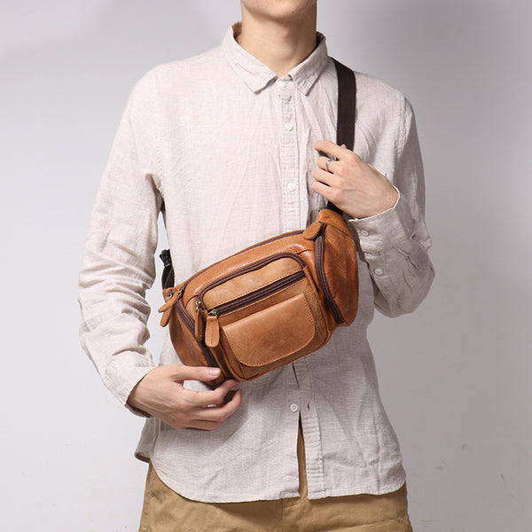 DEEPKEE original nubuck handmade full-grain genuine leather cowhide bag Enos Nubuck Leather Waist Bag No.184