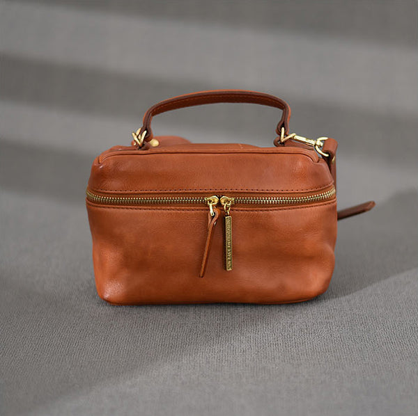 DEEPKEE original nubuck handmade full-grain genuine leather cowhide bag DEEPKEE Vegetable Tanned Cowhide Niche Premium Hand Small Square Bag #231006