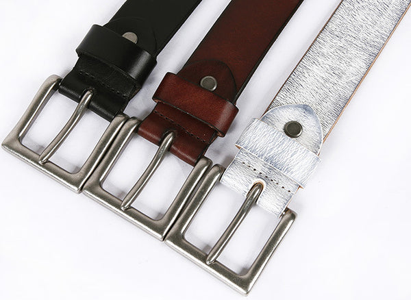 DEEPKEE original nubuck handmade full-grain genuine leather cowhide bag Deepkee Handcrafted Cowhide Circle Rivet Belt #687856